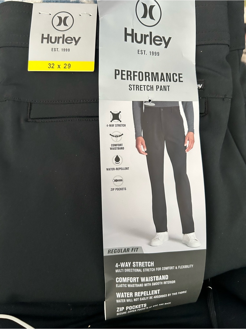 Hurley Men’s Performance Stretch Pants Black 32x29 Regular Fit NWT